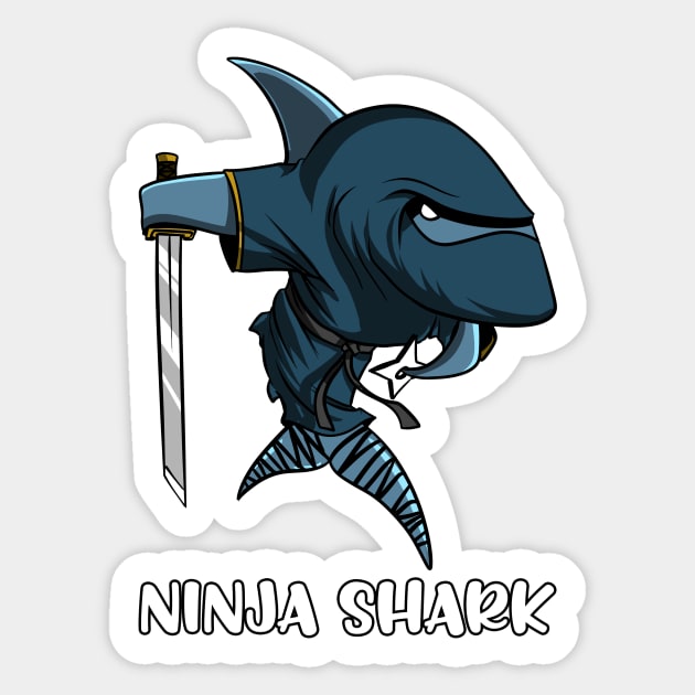 Ninja Shark Samurai Sticker by underheaven